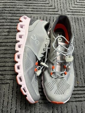 On Running Cloud X Sneakers Gray Orange Women’s Size 10 Athletic Shoes